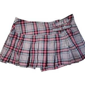 Lip Service Plaid Alternative Pleated Mini Skirt Buckle Goth Grunge Size S